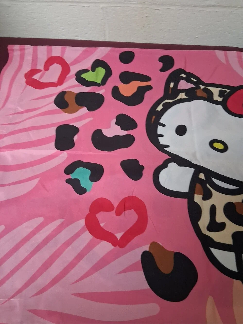 Hello Kitty Standard Size Pillowcase With Tropical Leaves.